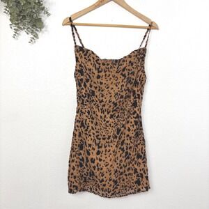 Lulus Leopard Print  Mini Dress Tan Black Velvet Animal Print Small